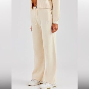 New Cernucci Knitted Straight Leg Ribbed‎ Trousers Pants Sweatpants Oatmeal